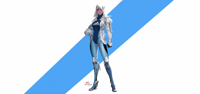 Female Character in Futuristic Suit — White