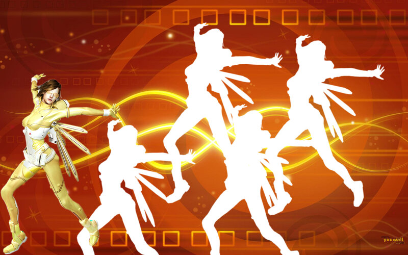 Female Character in Gold Suit