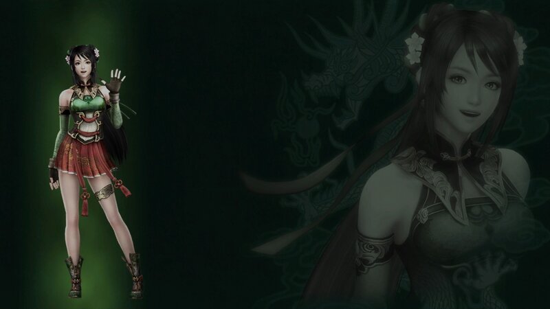 Female Character in Green and Red — Dramatic