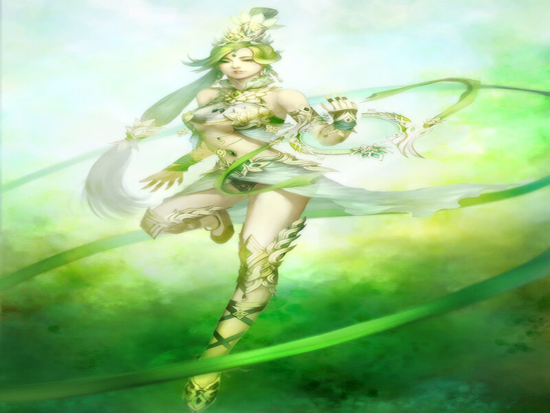 Female Character in Green Armor — Serene