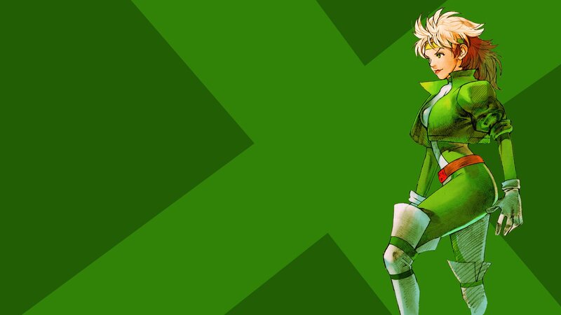 Female Character in Green Suit — Confident