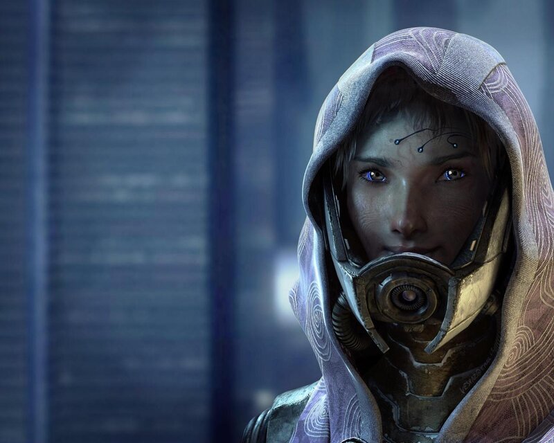 female character in hooded armor