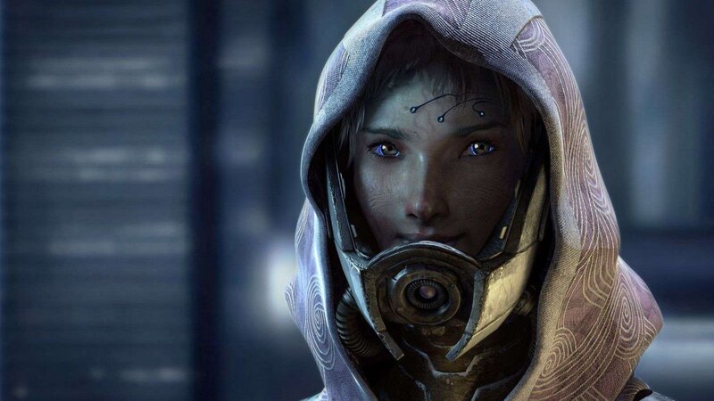 female character in hooded armor