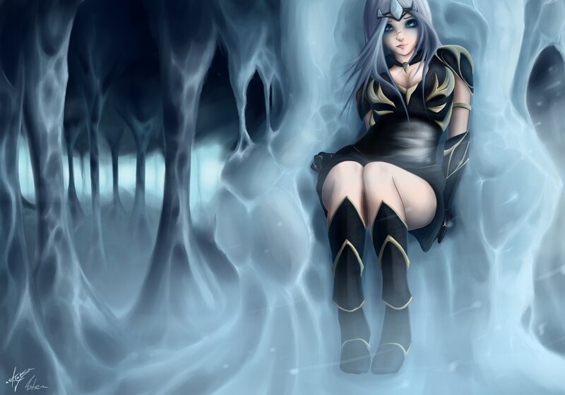 Female Character in Ice — Blue