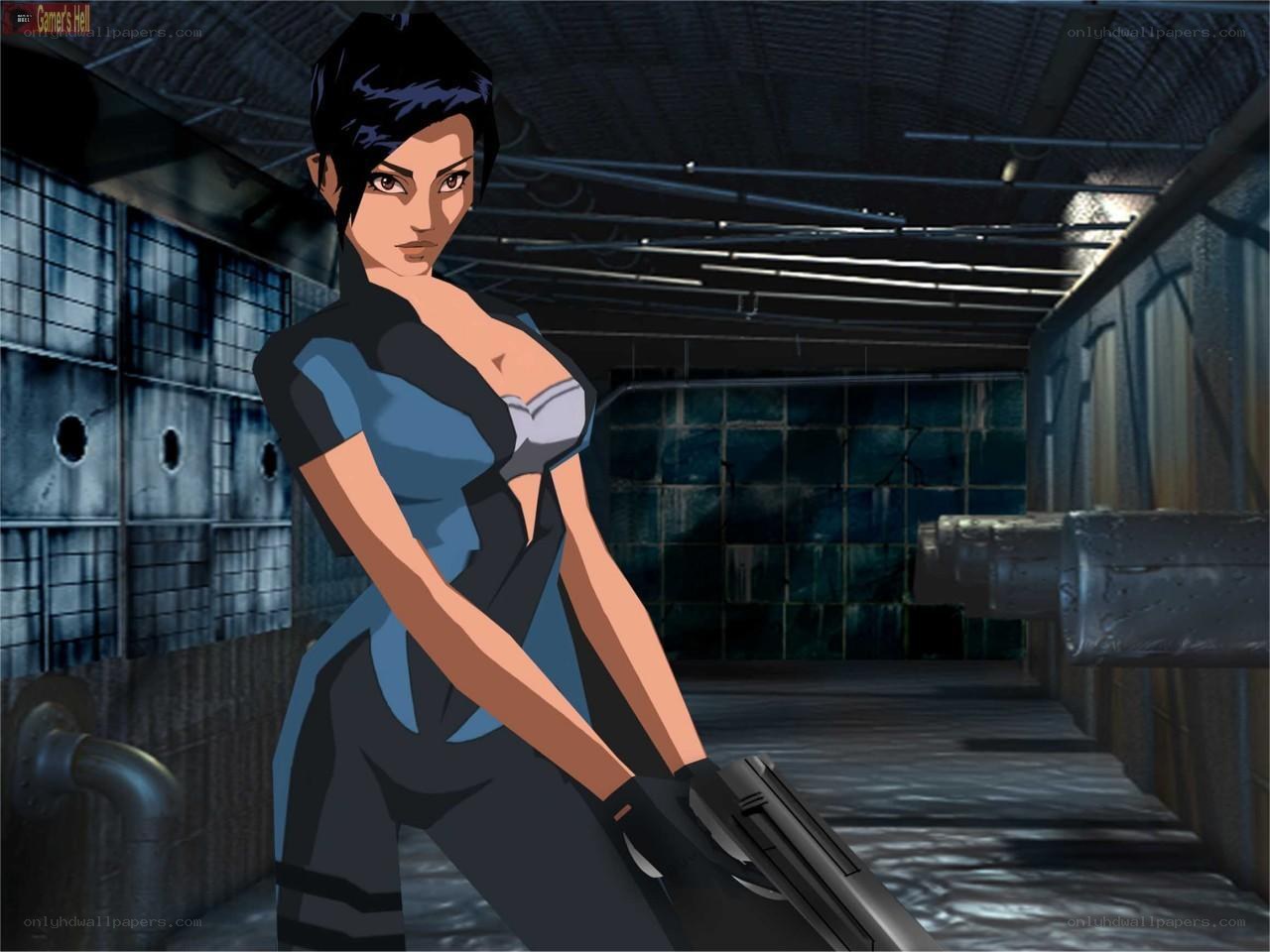 female character in industrial setting