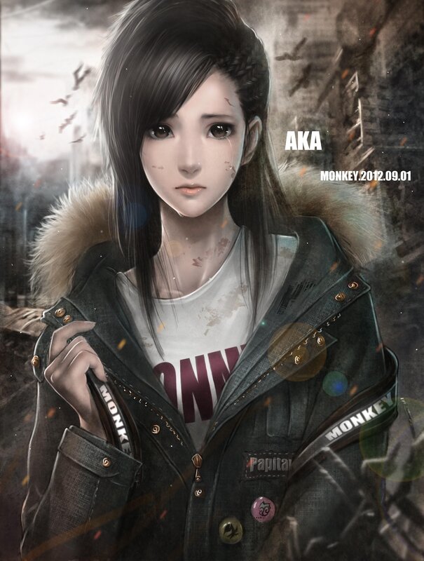 Female Character in Jacket — Gray, Dramatic