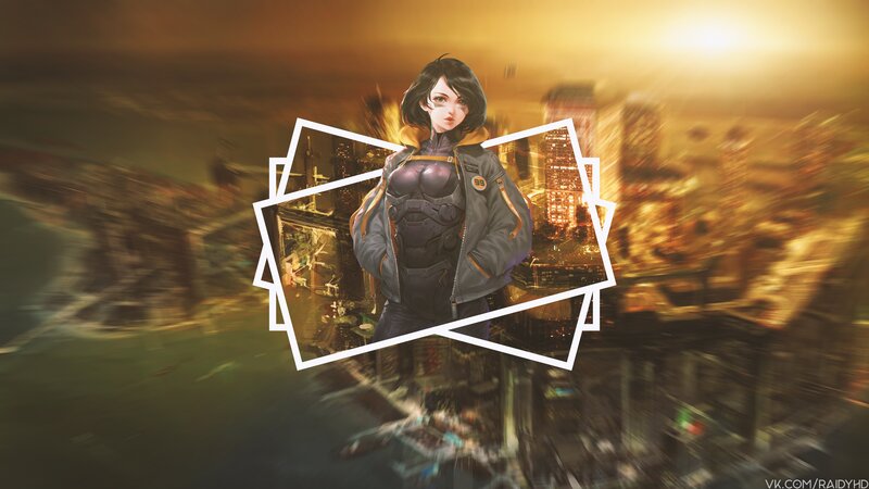 Female Character in Jacket — Orange, Dramatic