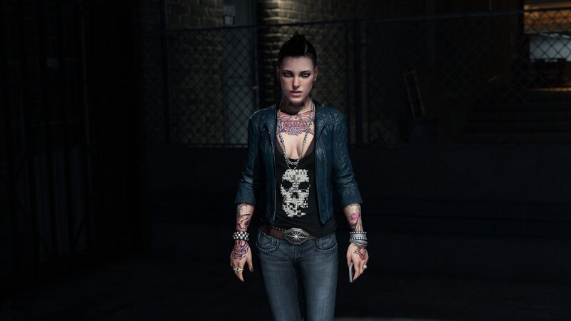 Female Character in Leather Jacket — Black, Dark, Night