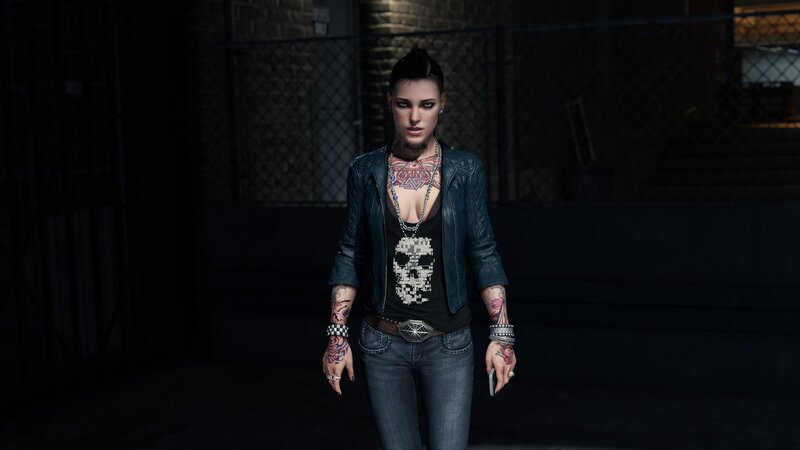Female Character in Leather Jacket — Black, Dark