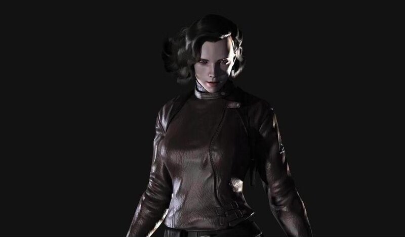 Female Character in Leather Jacket — Black