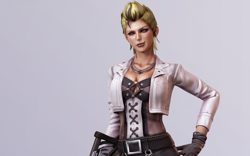 Female Character in Leather Jacket — White