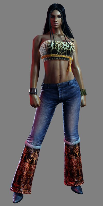 female character in leopard top