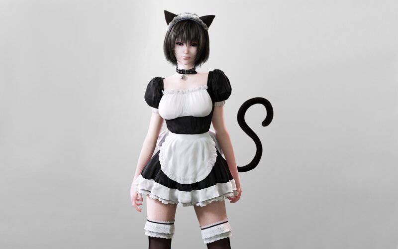 Female Character in Maid Outfit — Black