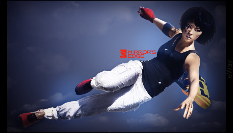 Female Character in Mid-air — Blue, Dynamic