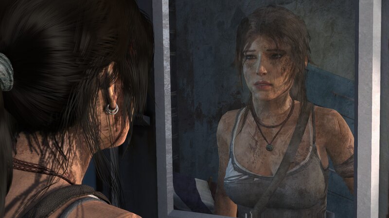 Female Character in Mirror — Gray