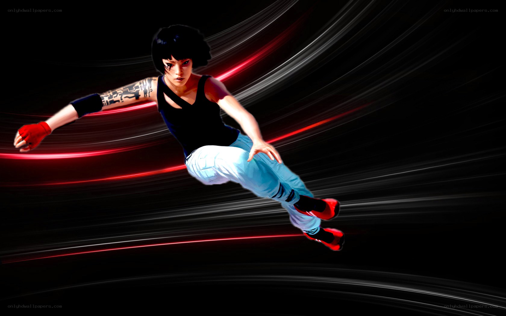 female character in motion