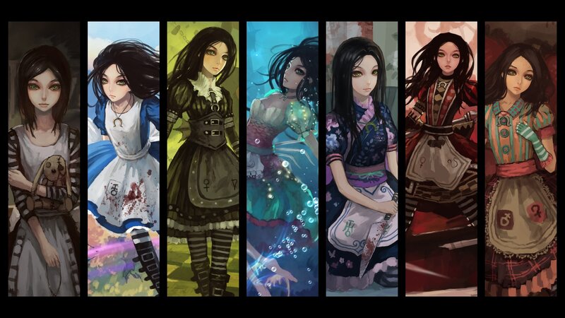 Female Character in Multiple Outfits — Black