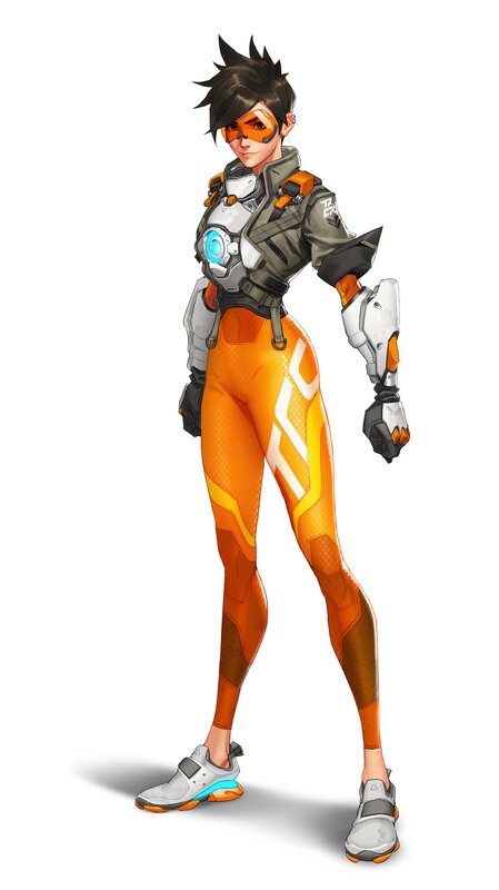 Female Character in Orange Suit — Confident, Digital Art