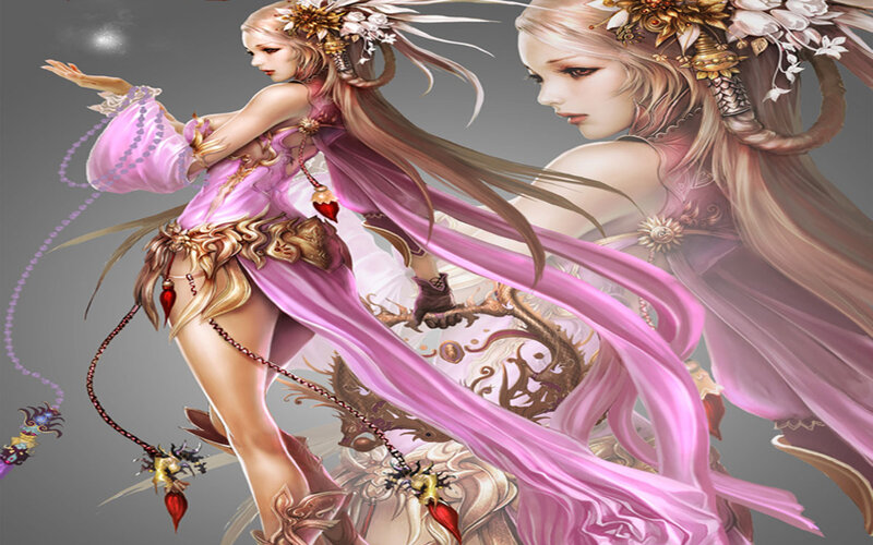 Female Character in Pink Dress — Dramatic