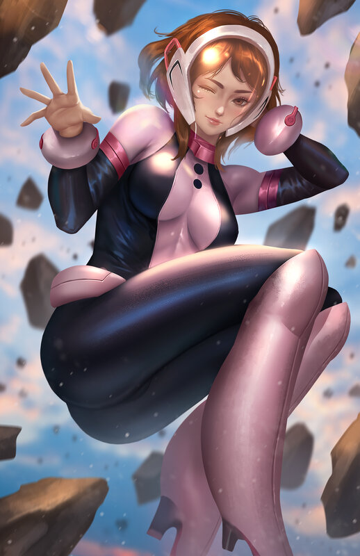Female Character in Pink Suit — Dynamic, Sunset