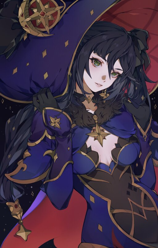 Female Character in Purple Armor — Dramatic, Night, Anime