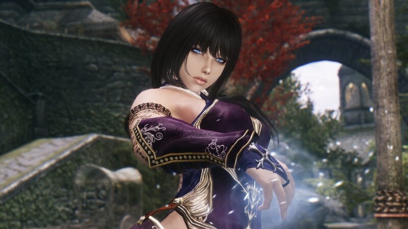 Female Character in Purple Dress — Dramatic, Autumn