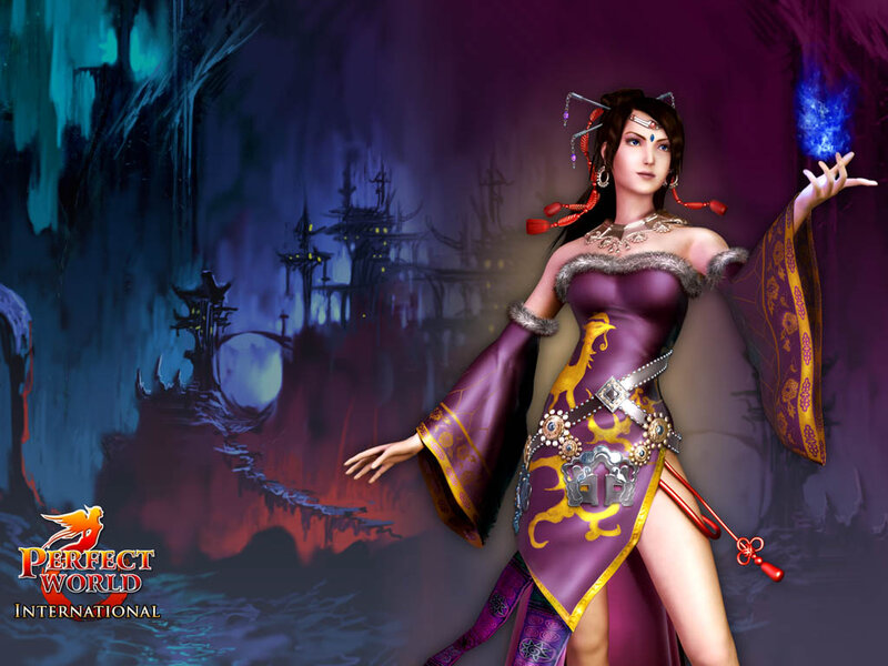 Female Character in Purple Dress — Dramatic, Night