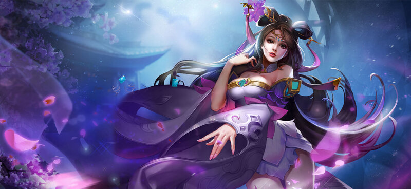 Female Character in Purple Dress — Serene, Night