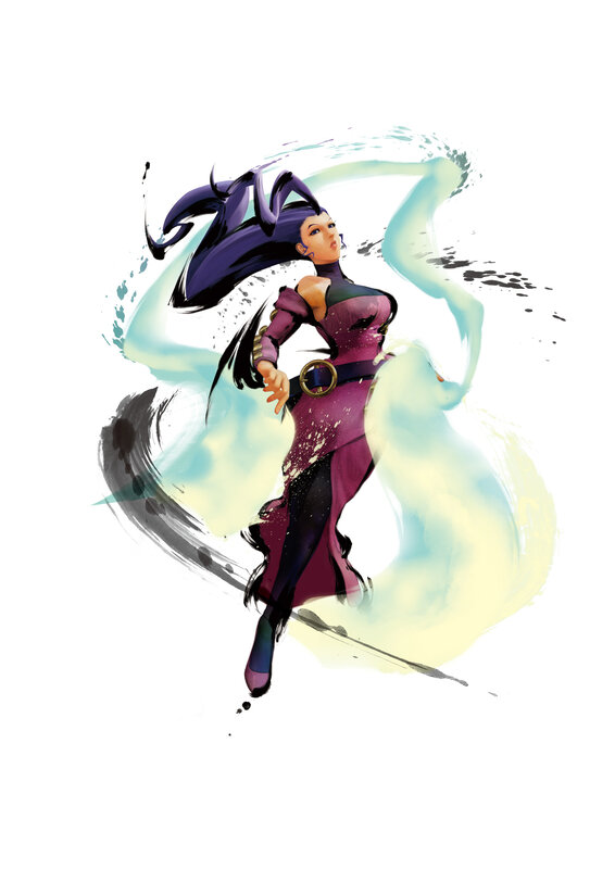 female character in purple dress