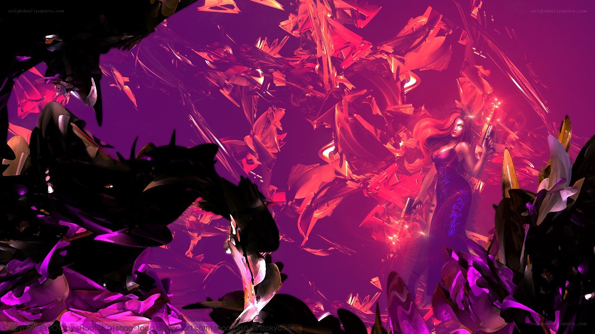 female character in purple environment