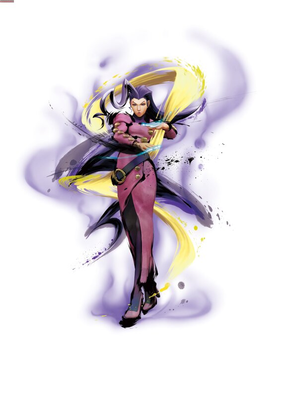 Female Character in Purple Outfit — Dramatic, Digital Art, Yellow Energy