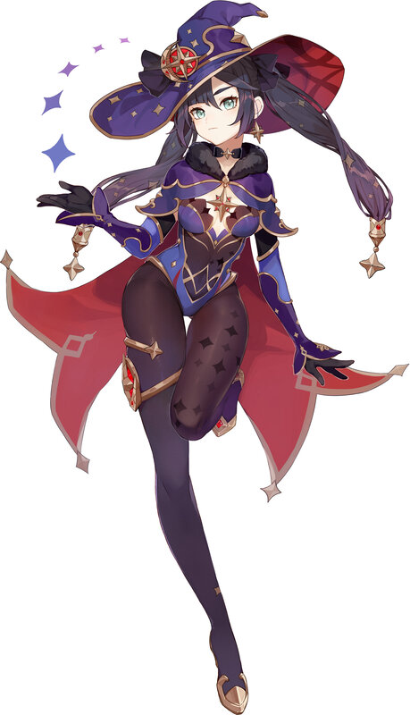 Female Character in Purple Outfit — Playful, Anime