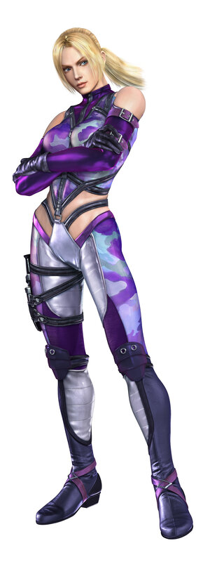 female character in purple suit