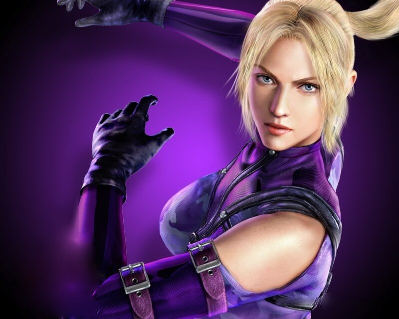 female character in purple suit