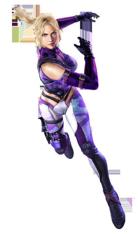 female character in purple suit