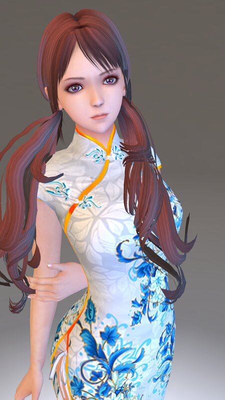 Female Character in Qipao — White