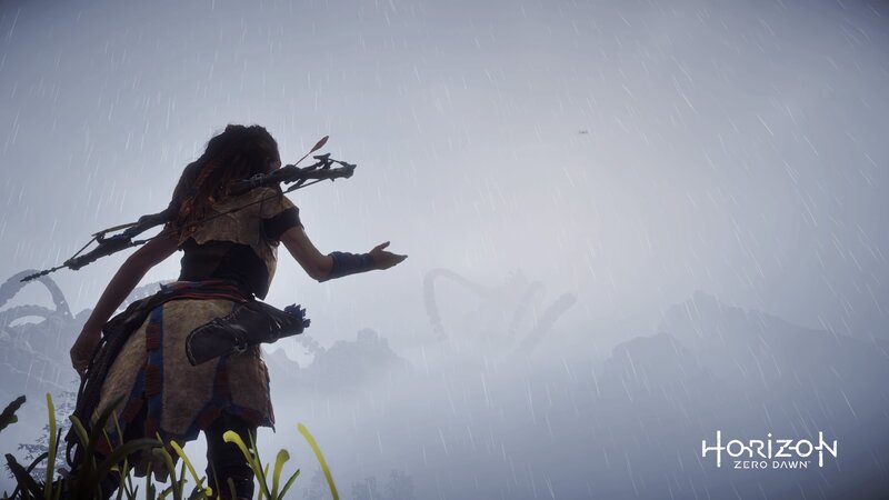 Female Character in Rain — Gray, Dreary, Misty