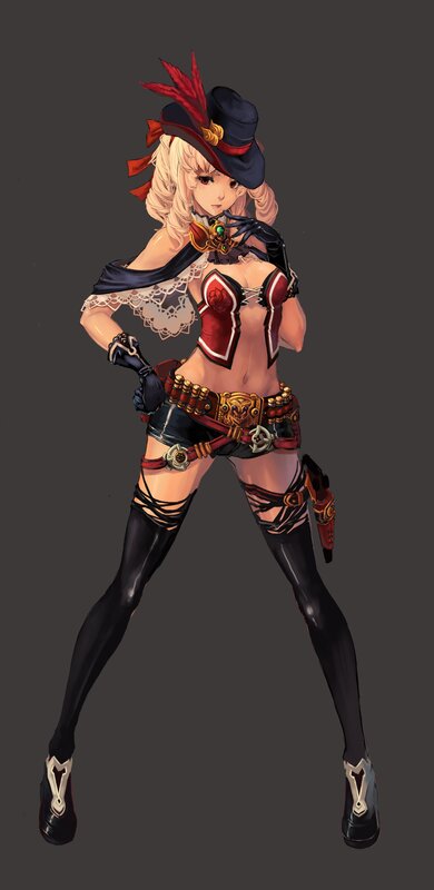 female character in red and black outfit