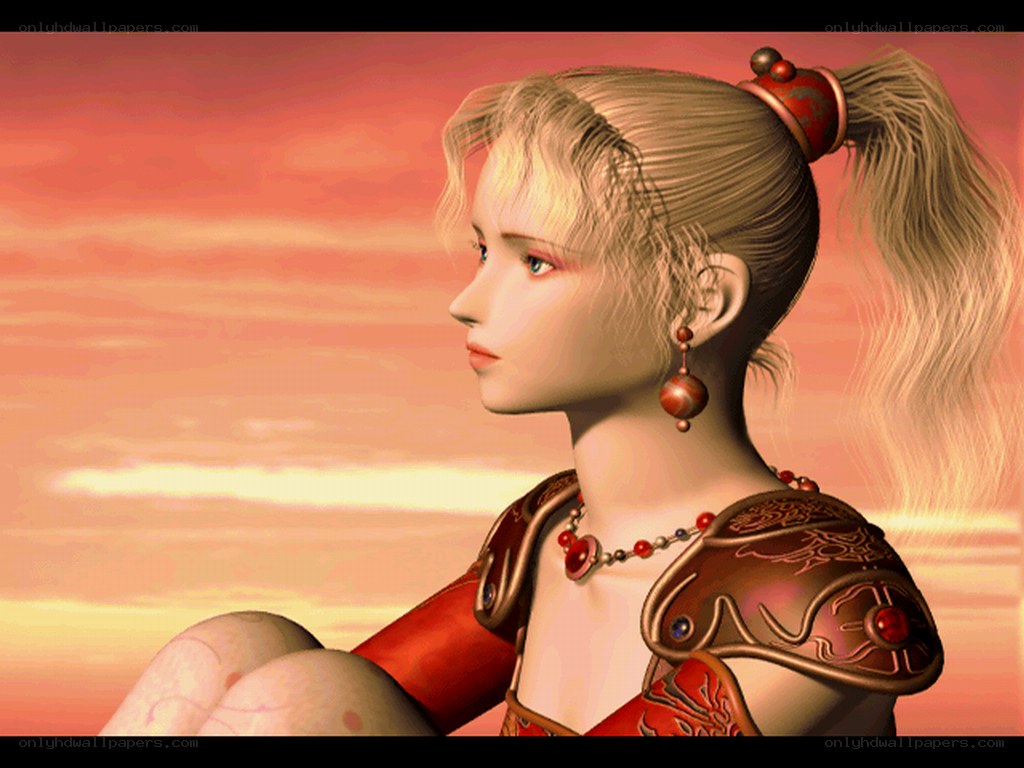 female character in red armor