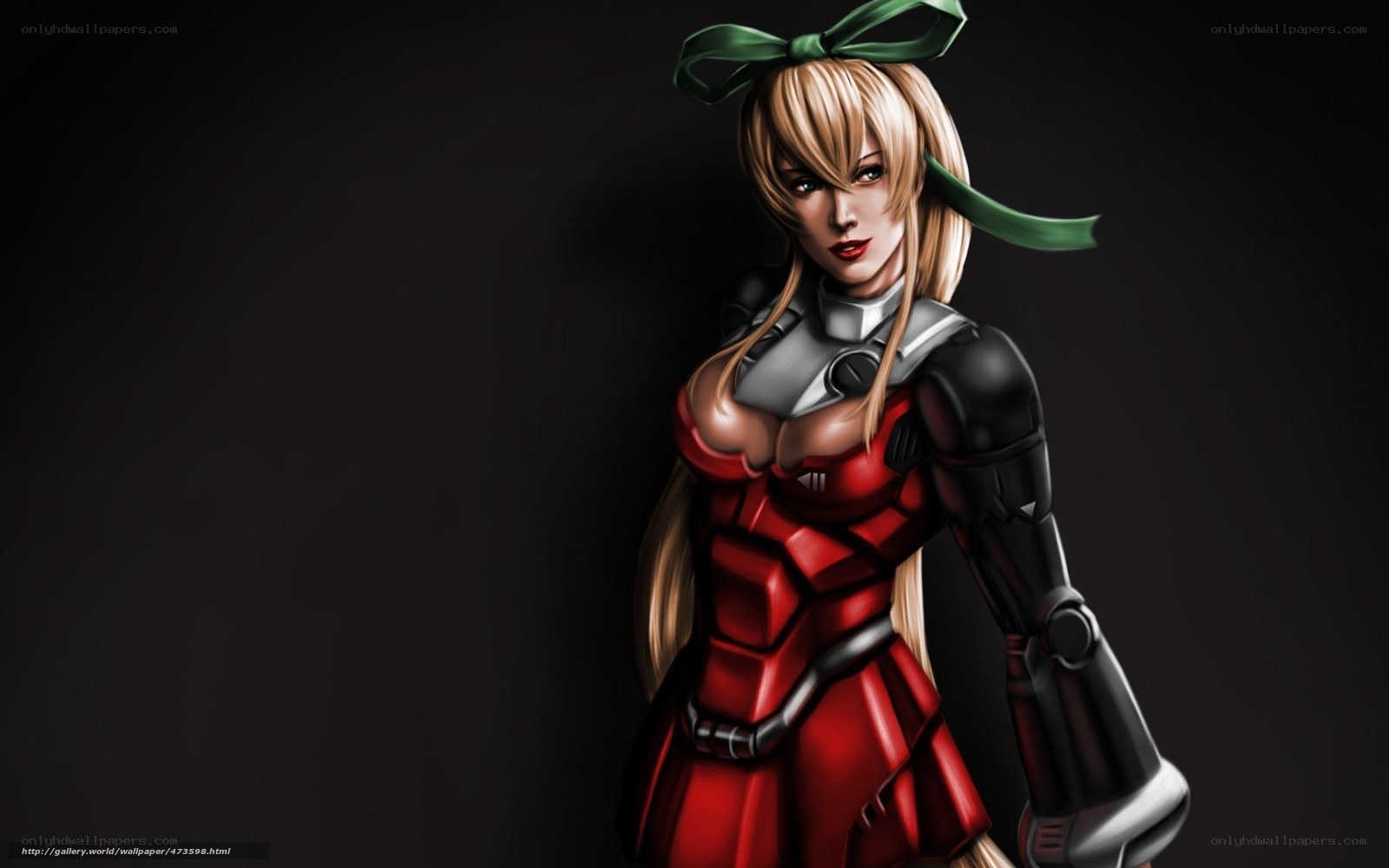 female character in red armor