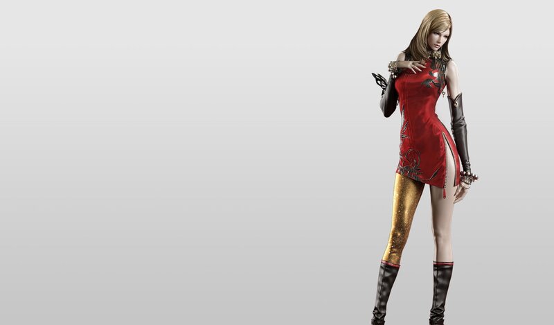 female character in red dress