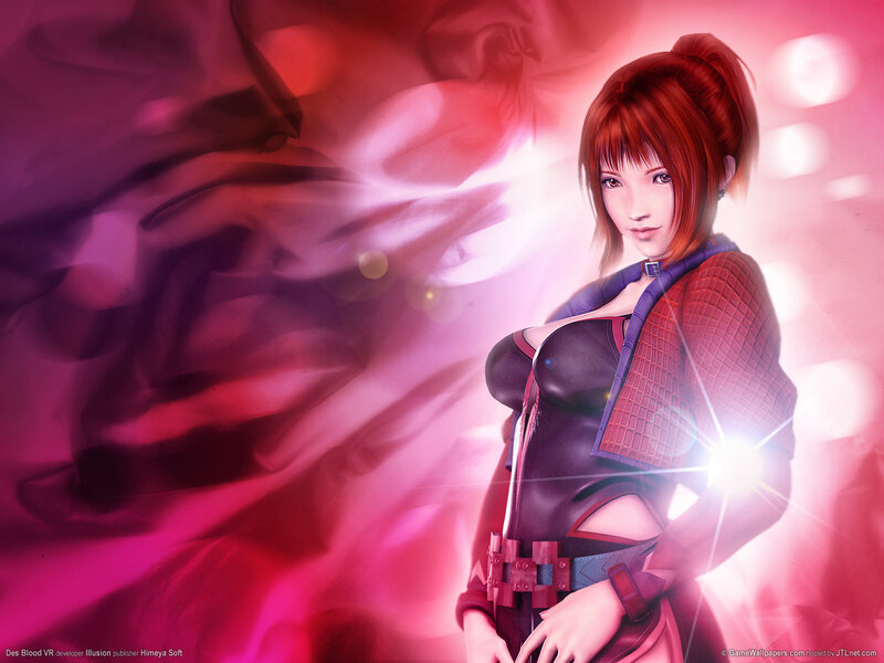 Female Character in Red Outfit — Pink, Dramatic