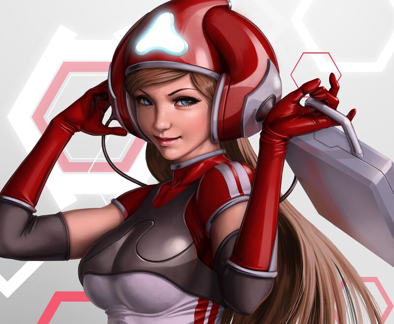 Female Character in Red Suit — Confident