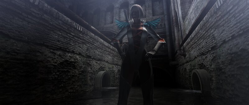 Female Character in Sewer — Gray