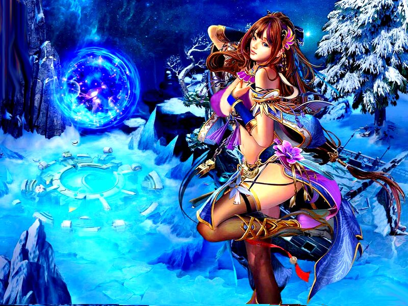 Female Character in Snow — Blue