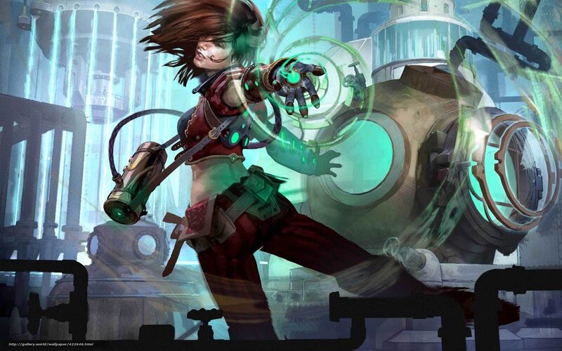 female character in steampunk setting