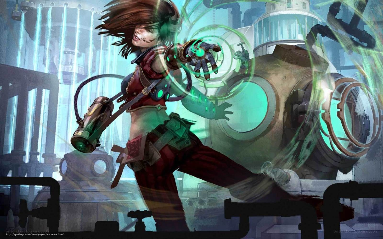 female character in steampunk setting