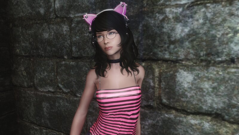 Female Character in Striped Dress