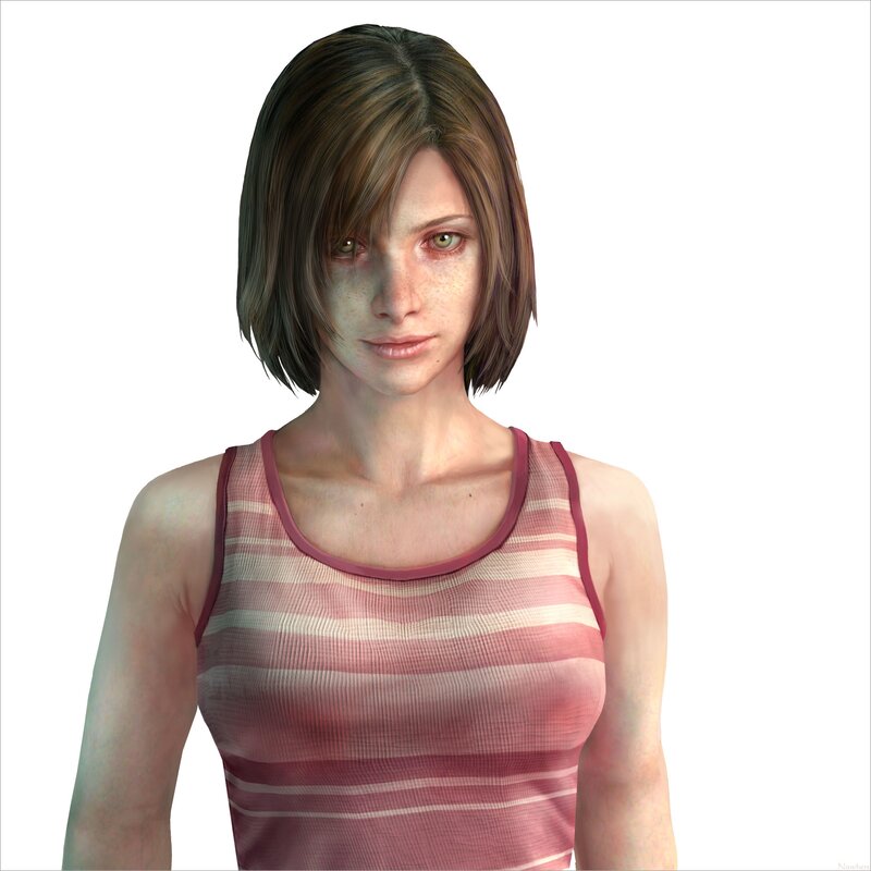 female character in striped tank top