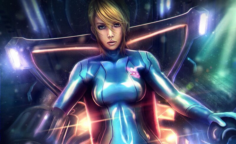 Female Character in Suit — Blue, Dramatic, Digital Art